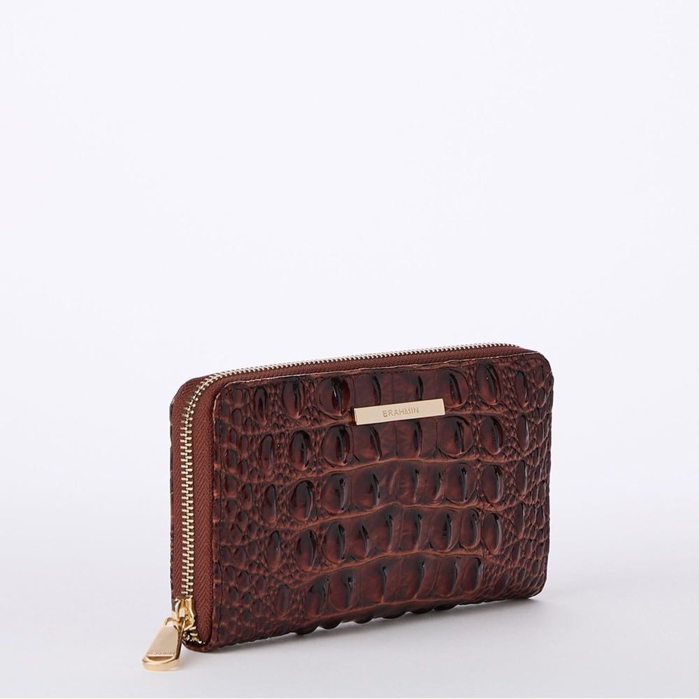 Brahmin Pecan Wallet with Crocodile Texture and Gold Hardware - Picture 2 of 6